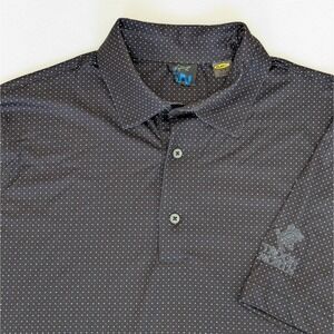 Greg Norman Polo Shirt Men's SMALL Black Micro Print Play Dry Golf LIGHTWEIGHT